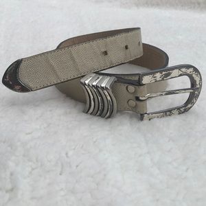 Belts by Simon Vintage Cream Leather Belt Sz S